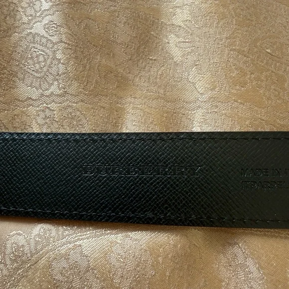 Burberry Black and Blue Leather Belt with Silver Buckle